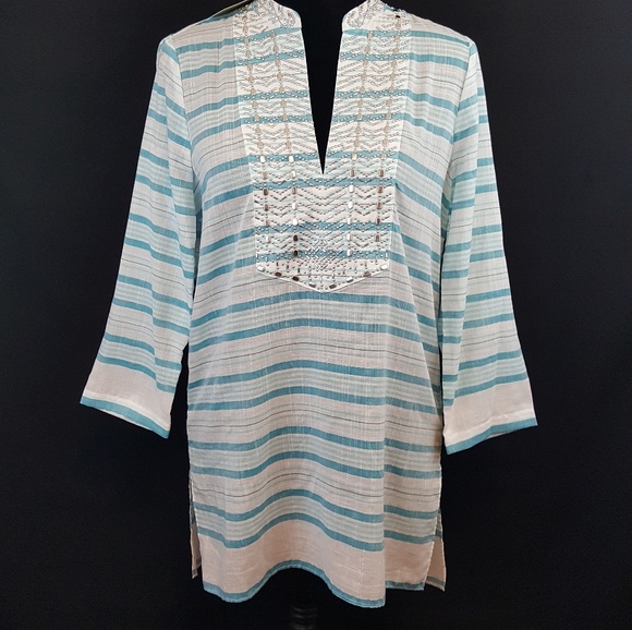 Michael Kors Striped Tunic Top Sz Small - Picture 1 of 8